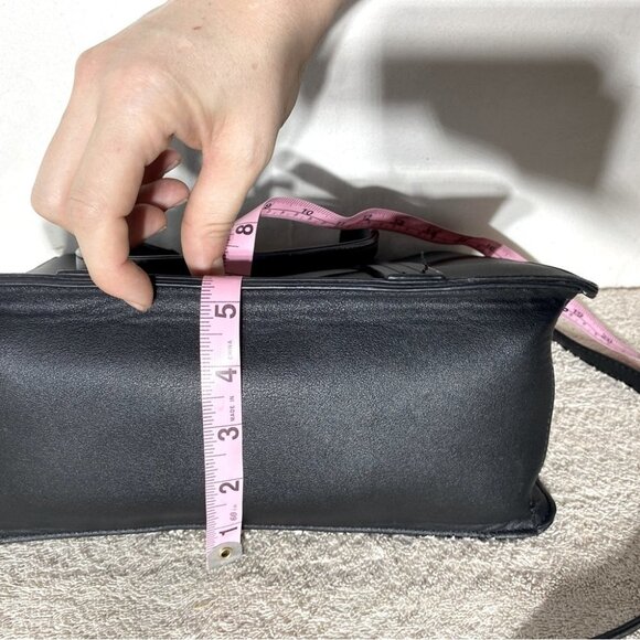 Aldo Black Faux Leather Square Tote Purse W Crossbody Strap - Picture 12 of 13